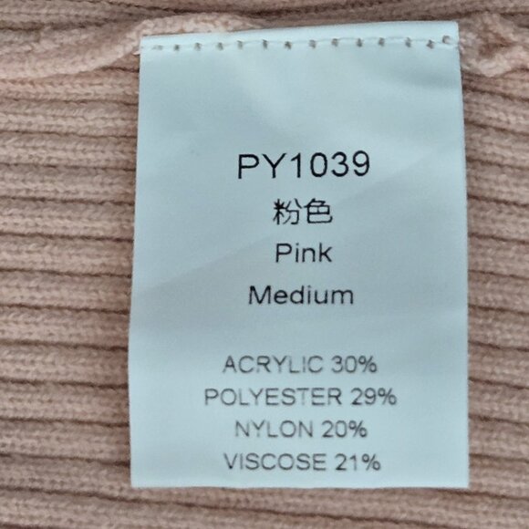 NWT | Ribbed Knit Full Zip Cardigan Sweater Pale Blush Pink Crew Neck | Medium - Picture 4 of 4